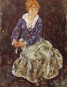 Egon Schiele Portrait of Edith Schiele Seated Sweden oil painting artist